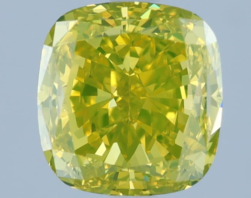 2.45 ct Cushion, Fancy Intense Yellow VVS2